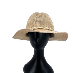Rachel Zoe Straw Raffia Woven Sun Panama Hat-Band Beach Gardening Boho Coastal